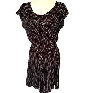 LC LAUREN CONRAD Black Ruffle Neck Belted Dress Size Large